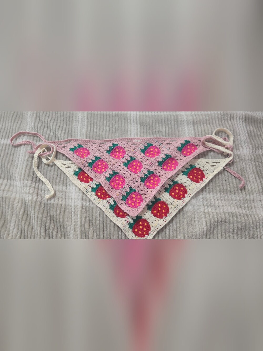 Boho Style Crocheted Headscarves Strawberries